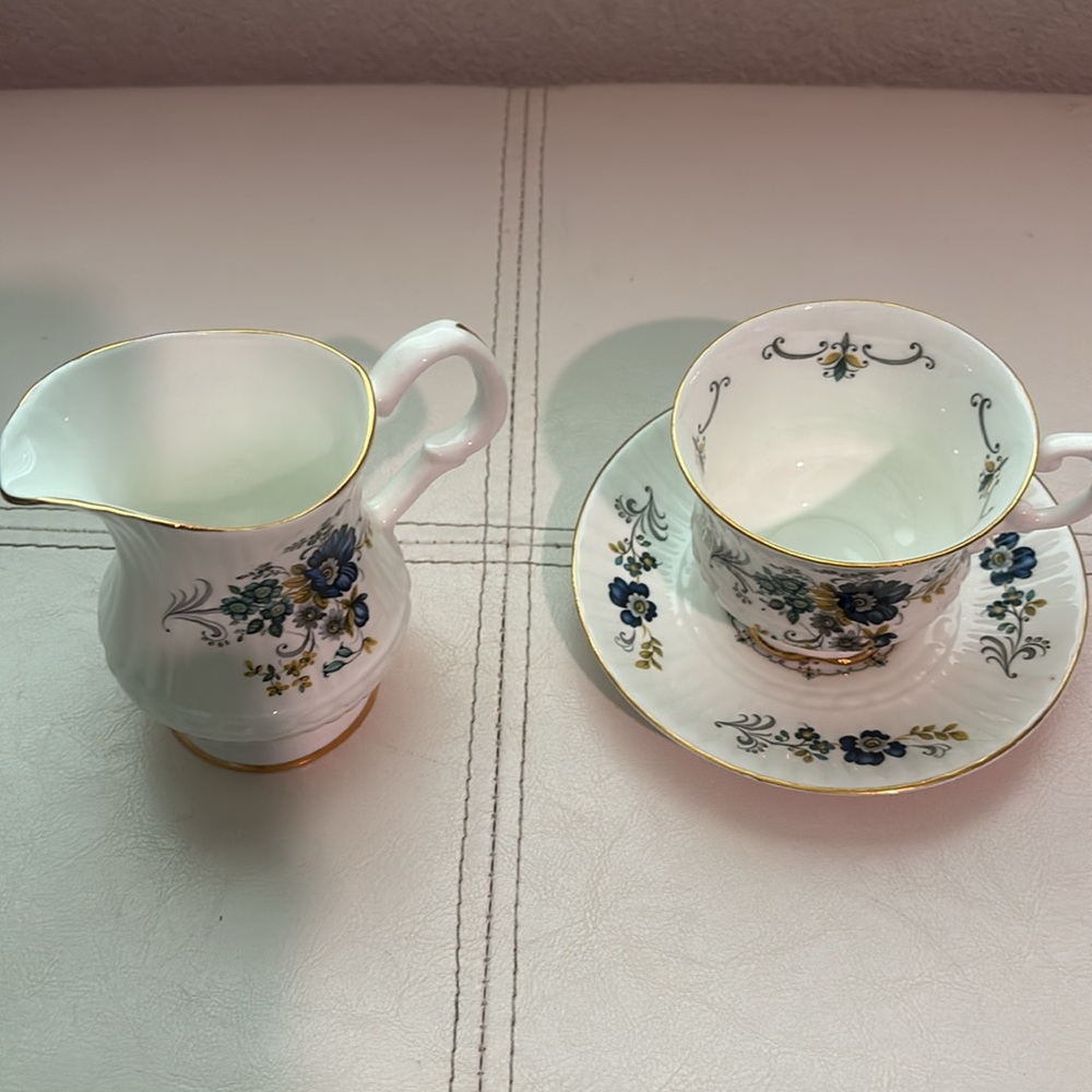 Elegant Floral Tea Set with Gold Trim